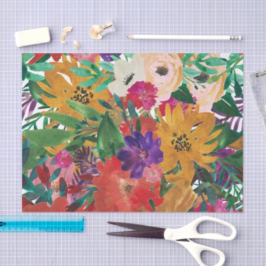 Tropische Waterverf bloemen ontkoppeling Tissuepapier (Craft)