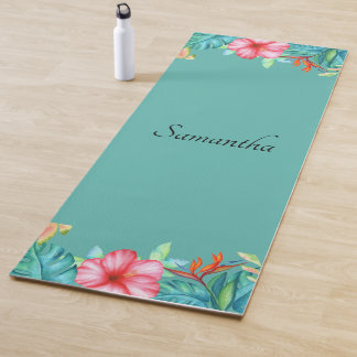 Tropische Waterverf Bloemen Persoonlijk Yogamat