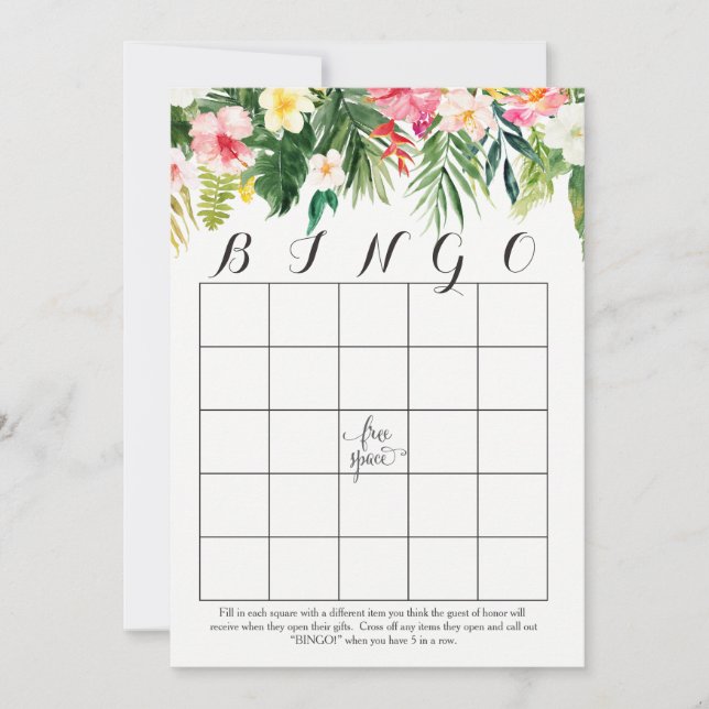 Tropische waterverf bloemen tonen bingo Kaarten (Voorkant)