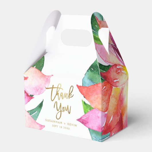 Tropische Waterverf bloemenbruiloft gunst dank u Bedankdoosjes (Voorkant Zijde)