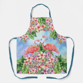 Tropische Waterverf bloemenflamingo's Schort (Voorkant)