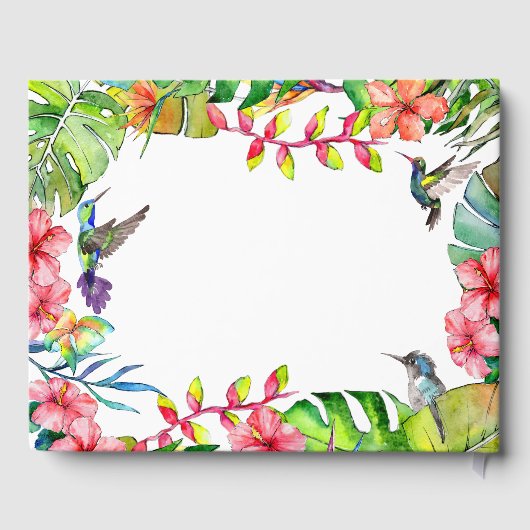 Tropische Waterverf Bloemenparadijs Bruiloft Gastenboek (Achterkant)