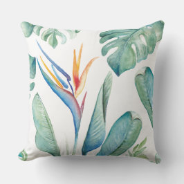 Tropische Waterverf Bloemflessen botanica en groen Kussen