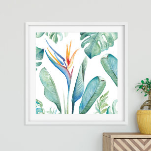 Tropische Waterverf Bloemflessen botanica en groen Poster