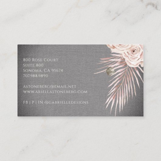 Tropische Waterverf Blooms Interior Designer Visitekaartje (Achterkant)