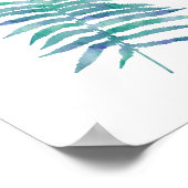 Tropische Waterverf Blue Fern Leaf Art afdrukken Poster (Hoek)
