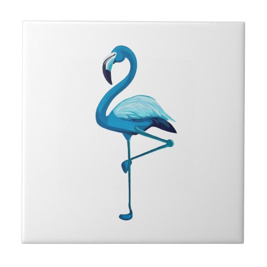 Tropische Waterverf Blue Flamingo Gold Tegeltje (Voorkant)