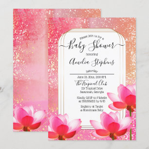 Tropische Waterverf Boho Lotus Floral Baby shower Kaart