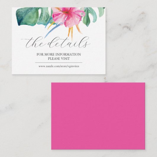 Tropische Waterverf Botanische Guest — Invoegen de Informatiekaartje (Voorkant / Achterkant)