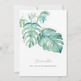 Tropische Waterverf Bridesmaid Cards Feestdagenkaart