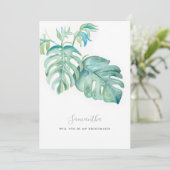 Tropische Waterverf Bridesmaid Cards Feestdagenkaart (Staand voorkant)