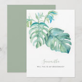 Tropische Waterverf Bridesmaid Cards Feestdagenkaart (Voorkant / Achterkant)