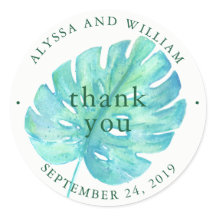 Tropische Waterverf bruiloft | Blauw blad