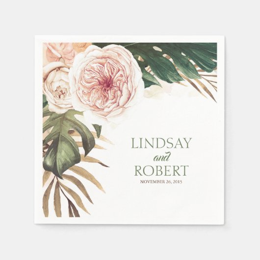 Tropische Waterverf bruiloft Servet (Voorkant)