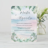 Tropische waterverf bruiloft templates kaart (Staand voorkant)