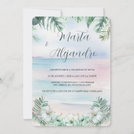 Tropische waterverf bruiloft templates kaart