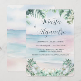Tropische waterverf bruiloft templates kaart