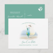 Tropische Waterverf Cocktail Bewaar de datum Feestdagenkaart (Voorkant / Achterkant)