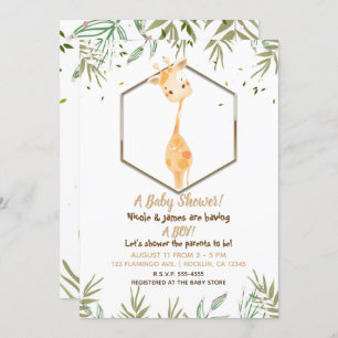 Tropische Waterverf Cute Giraffe Boys Baby shower Kaart