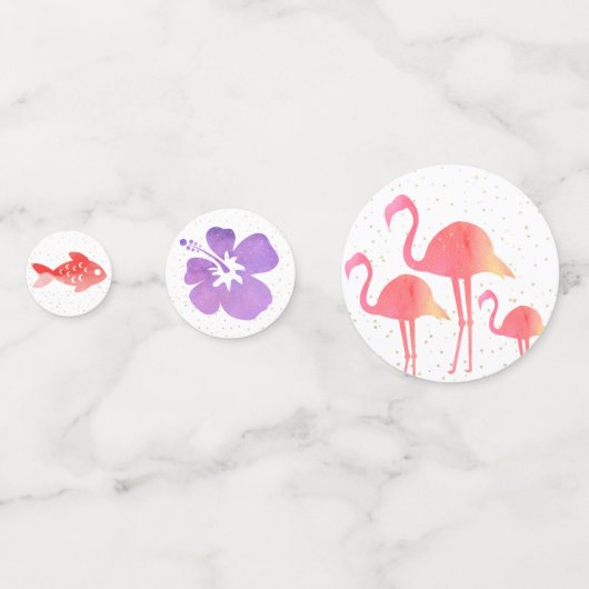 Tropische Waterverf Dieren en Planten Goud Sparkle Confetti (Achterkanten)