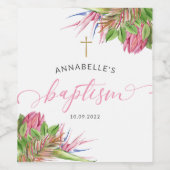 Tropische Waterverf doop Wijn Etiket (Enkel label)