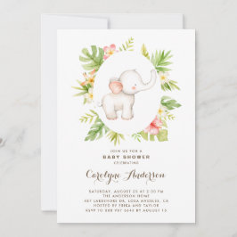 Tropische Waterverf Elephant Summer Baby shower Kaart