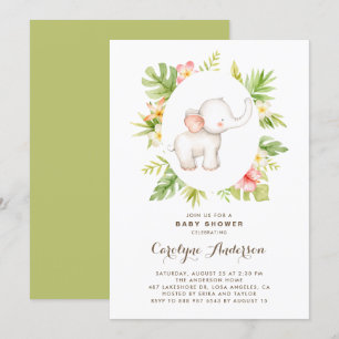 Tropische Waterverf Elephant Summer Baby shower Kaart