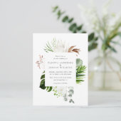 Tropische Waterverf Eucalyptus Greenery Wedding Uitnodiging Briefkaart (Staand voorkant)