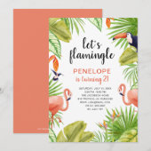 Tropische Waterverf Flamingo 21e verjaardag Kaart (Voorkant / Achterkant)