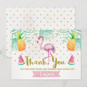 Tropische Waterverf Flamingo Dank u Kaart (Voorkant / Achterkant)