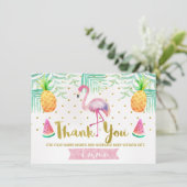 Tropische Waterverf Flamingo Dank u Kaart (Staand voorkant)