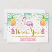 Tropische Waterverf Flamingo Dank u Kaart (Voorkant)