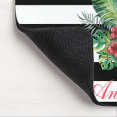 Tropische Waterverf Flamingo en strepen Muismat (Hoek)