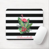 Tropische Waterverf Flamingo en strepen Muismat (Met muis)