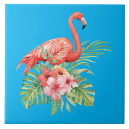 Tropische Waterverf Flamingo & Flowers Tegeltje