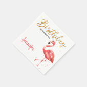 Tropische Waterverf Flamingo Glitter Verjaardag | Servet (Hoek)