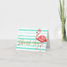 Tropische Waterverf Flamingo Gold | Dank u Bedankkaart