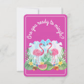 Tropische Waterverf Flamingo Roze Bruiloft RSVP (Voorkant)