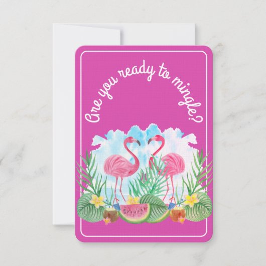 Tropische Waterverf Flamingo Roze Bruiloft RSVP (Voorkant)