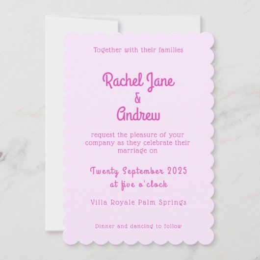 Tropische Waterverf Flamingo Roze Palmbruiloft Kaart (Voorkant)