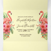 Tropische Waterverf Flamingo's Alles in een bruilo Drieluik Uitnodiging (Binnenkant midden)