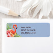 Tropische Waterverf Flamingos & Hibiscus Etiket (Insitu)