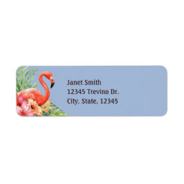 Tropische Waterverf Flamingos & Hibiscus Etiket