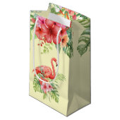 Tropische Waterverf Flamingos & Hibiscus Klein Cadeauzakje (Voorkant Gekanteld)