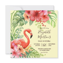 Tropische Waterverf Flamingo's & Hibiscus Verjaard