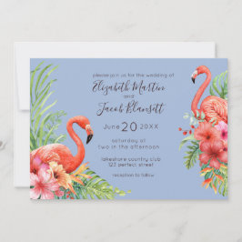 Tropische Waterverf Flamingos & Hibiscus Wedding Kaart