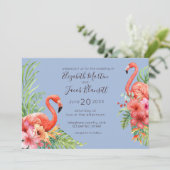 Tropische Waterverf Flamingos & Hibiscus Wedding Kaart (Staand voorkant)