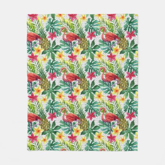 Tropische Waterverf Fleece Deken (Voorkant)