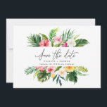 Tropische waterverf floraal sparen de datum save the date<br><div class="desc">Mooie moderne Tropische waterverf floral save the date. Mooie scripttekst. Een deel van een collectie voor de viering van de zomerbruiloft.</div>