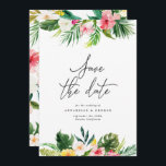 Tropische waterverf floraal sparen de datum save the date<br><div class="desc">Mooie moderne Tropische waterverf floral save the date. Mooie scripttekst. Een deel van een collectie voor de viering van de zomerbruiloft.</div>